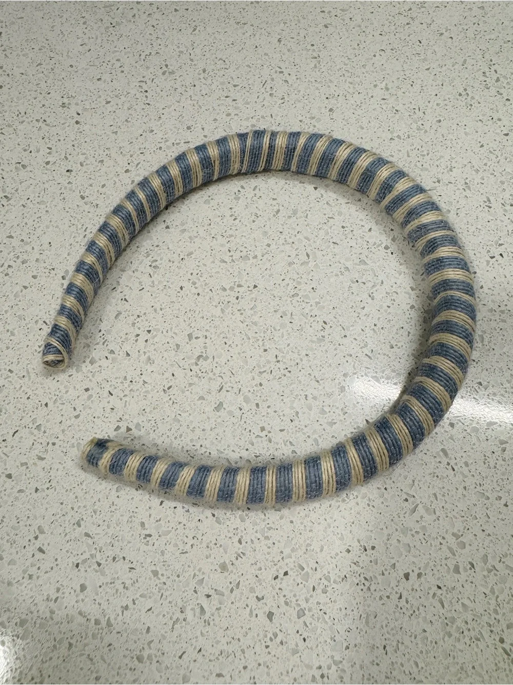 Striped Blue and Cream Wrapped Headband